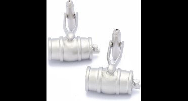 Manchetknopen - Houten Biervat Oktoberfest Zilverkleurig