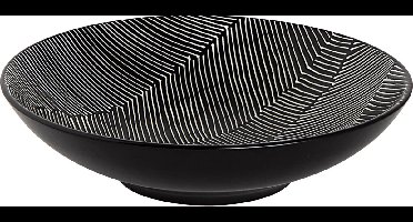 Palmer - Leaf - Schaal - Kom - Reliëf - 70 cl - ø 19 cm - Zwart - Stoneware - Bordenset