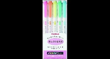 Zebra Mildliner Set : mild en fluoriserend - Dubbele stift - 5 stuks - Bullet journal – Stift