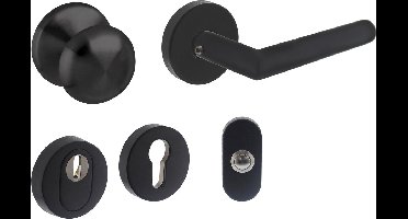 Intersteel Basis voordeurset veiligheidsbeslag SKG*** rond rvs zwart met kerntrekbeveiliging