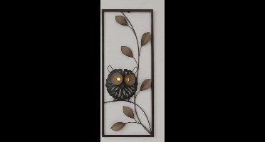 Wanddecoratie - Metaal schilderij - uil - abstract - 25x60 cm