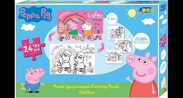 Luna Legpuzzel/kleurplaat Peppa Pig Meisjes 24 Stukjes