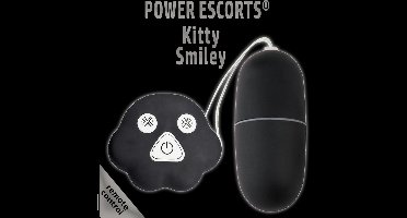 Power Escorts Kitty Smiley Zwart Vibrerend Eitje met afstandbediening - gave Cadeaubox
