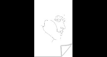 Poster Line art - Man - Zwart - Wit - 20x30 cm