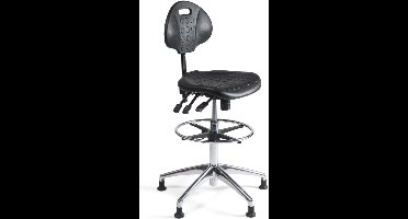 Workliving Werkstoel PU Hoog - Alu onderstel - Glijdoppen - (N)EN 1335 - Voetenring - Baliestoel - Kassastoel