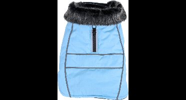 Boony - Hondenjas Waterdicht met bontkraag - Kleur: lichtblauw - Ruglengte: 50 cm