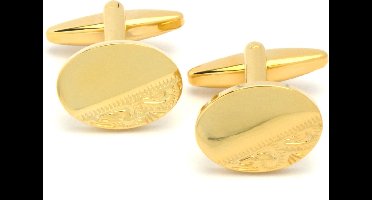 Manchetknopen - Ovaal Goudkleurig Half Gegraveerd