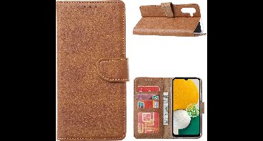 Hoesje Geschikt Voor Samsung Galaxy A13 Hoesje Bruin - Hoesje Geschikt Voor Samsung Galaxy A13 Booktype met Pasjeshouder - A13 4G book case Portemonee hoesje