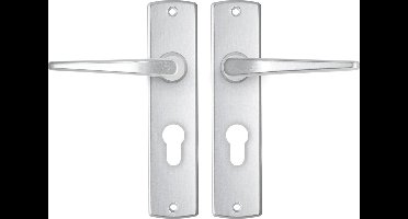 AXA Binnendeurbeslag set (Curve) Aluminium: Kruk (model Duim) op schild met cilindergat PC55