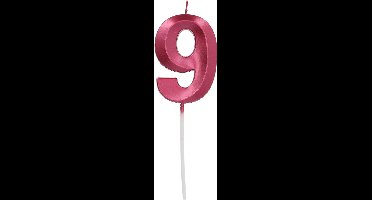 Folat - Kaars Glamour Roodkleurig Metallic - cijfer 9