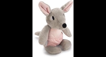 Beeztees Puppy Kangoeroe Ravi - Hondenspeelgoed - Pluch - Grijs/Roze - 31x16x16 cm