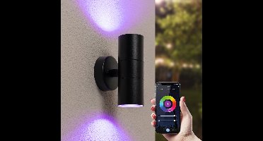 Homeylux® Smart WiFi LED Wandlamp Blenda RGBWW GU10 rond tweezijdig oplichtend zwart IP44