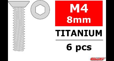 Team Corally - Titanium schroeven M4 x 8mm - Verzonkenkop binnenzeskant - 6 st