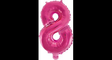 Folie Ballon Cijfer 8 Roze 41 cm