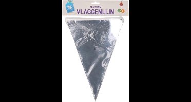 Vlaggenlijn zilver 9 meter 20 vlaggen - zilver vlaggetjes 20 cm lang 29.5 hoog