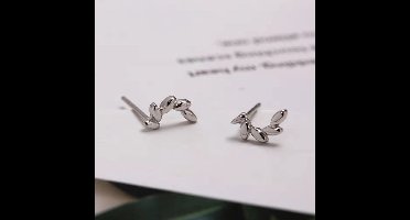 Gading® meisje oorknoppjes - dames oorknoppen met blaad - 8mm- 925 zilver