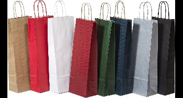 Draagtassen voor Flessen Rood 14x8x39cm Kraft papier 110 g/m (50 stuks)
