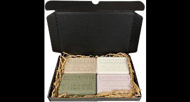 Zeep brievenbuscadeau ezelinnenmelk: Monoi, Ezelinnenmelk, Huile d'argan, Kersenbloesem