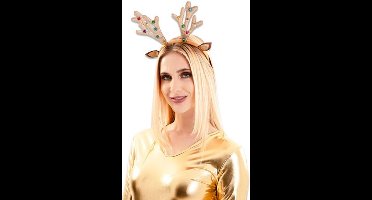 Rendier tiara glitter met belletjes