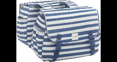 New Looxs Blue Stripe Joli Dubbele Fietstas - 34 liter - Blauw / Wit
