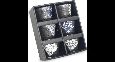 KOMMENSET BLAUW PATROON O/9CM|H6,5CM 6PCS