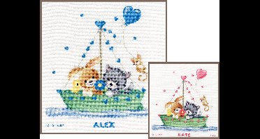 borduurpakket PN0189880 "ons grootste avontuur", geboorte (incl. blauw/rose garen)