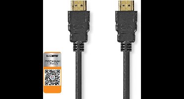 Premium High Speed ​​HDMI-Kabel met Ethernet - HDMI Connector - HDMI Connector - 4K@60Hz - 18 Gbps - 1.50 m - Rond - PVC - Zwart - Polybag