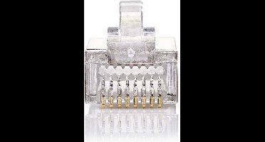 RJ45-Connector - Male - Stranded STP CAT5 - Recht - Verguld - 10 Stuks - PVC - Transparant - Polybag