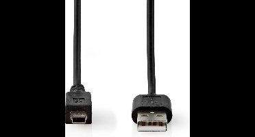 USB-Kabel - USB 2.0 - USB-A Male - USB Mini-B 5-Pins Male - 5.5 W - 480 Mbps - Vernikkeld - 2.00 m - Rond - PVC - Zwart - Label