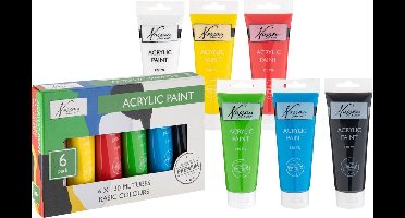 Nassau Fine Art Acrylverf set - Primaire kleuren - 6 tubes van 120 ml voor schilderen en hobby's