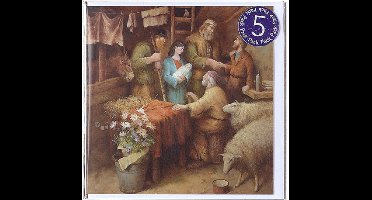 5x Kerstkaarten stal met envelop - Luxe kaart 15x15 cm- Marius van Dokkum kerststal