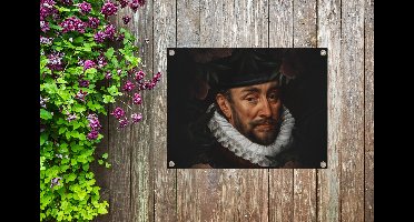 Tuin decoratie Willem van Oranje - Adriaen Thomasz - Bloemen - 40x30 cm - Tuindoek