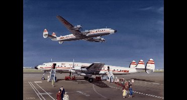 Thijs Postma - TP Aviation Art - Poster - Lockheed L-1649 Starliner TWA - 50x70cm
