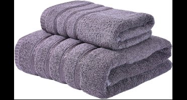 2-delige Luxe Bamboevezel Handdoekenset (70x140cm & 40x75cm) — Zijdezacht & Sneldrogend - Grijs