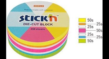 Stick'n Cirkel Memokubus - 67 x 67 mm - Verschillende Kleuren - 250 Ronde sticky notes