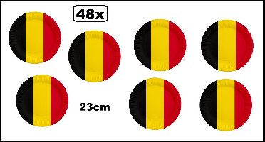 48x Bord 23cm Belgie karton - Belgium sport food WK voetbal Landen