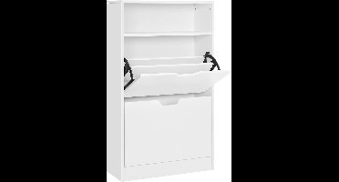 Hoppa! - Schoenenkast - 2 vakken - Hal Woonkamer Slaapkamer - 60 x 24 x 102 cm - Wit