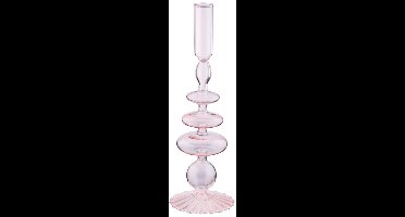 Arti Casa Kandelaar voor Dinerkaars - Ø9 x 28 cm - Glazen Kaarsenhouder Woondecoratie - Lichtroze - Glas