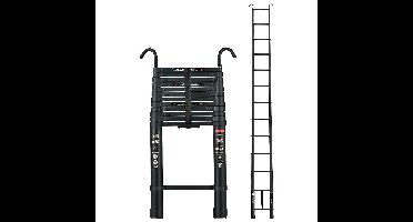 Uitklapladder – Vouwladder – Uitschuifladder – Telescopische Ladder – Trapladder – 5 Meter – Aluminium – Lichtgewicht – Antislip Voeten – Afneembare Haken