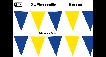 24x XL Vlaggenlijn blauw/geel 30cm x 45cm 10 meter - Giga mega thema vlaglijn WK party