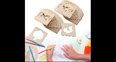 40 Stuks Tekensjablonen Voor Kinderen - DIY Schildersjablonen - Houten Montessori Educatieve Sjablonen Voor Schilderen, Tekenen En Spuiten In De Klas (Willekeurige Vorm)