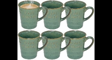 Secret de gourmet Koffiemok - 6x - groen - keramiek - 200 ml - beker - mokken