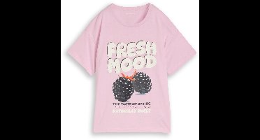 Tom Tailor - Oversized T-shirt met print - Maat 140 - cold pink