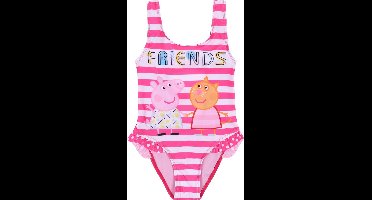 Peppa Pig Badpak - Maat 116/128 - Roze en wit gestreept met franjes