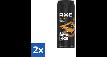 2 x Axe - Deodorant Bodyspray - 48hrs Non Stop Fresh - Wild Spice - Wild Spices & Cedarwood - 150 ml - Axe Wild Spice - Deodorant Bodyspray - Cederhout Geur - Frisse Geur - Anti-geur