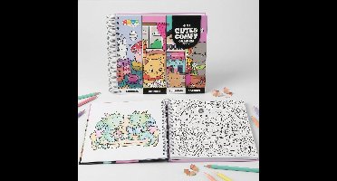 Cozy Cuties Kleurboek voor Volwassenen en Kinderen - Cozy Coloring Book 164 Pagina's - 4 Thema's - Ringband - 20x20 cm - Joya Creative