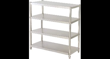 Staand Rek – Keukenrek – Opberger – Bergingrek – Metalen Rek – RVS 201 – 4 Planken – 120x40x150 cm – 50 kg Draagvermogen