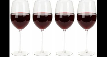 Cookinglife Rode Wijnglazen Set Solare 4 Stuks - Rode Wijnglazen Set - Red Wine Glass - Wijnglazen voor Diner - Wijnglazen voor Borrel - Wijnglazen Cadeau - Glas Transparant - Vaatwasserbestendig - 540 ml, Set Van 4