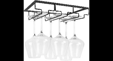 Core® Ophangrek Wijnglazen - Wijnglazenhouder – Metalen Wijnglazenrek - zwart - 24cm 32cm 7cm