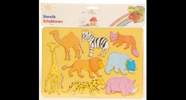 Tekensjablonen dieren - 2x stuks - safaridieren - voor kinderen - sjabloon